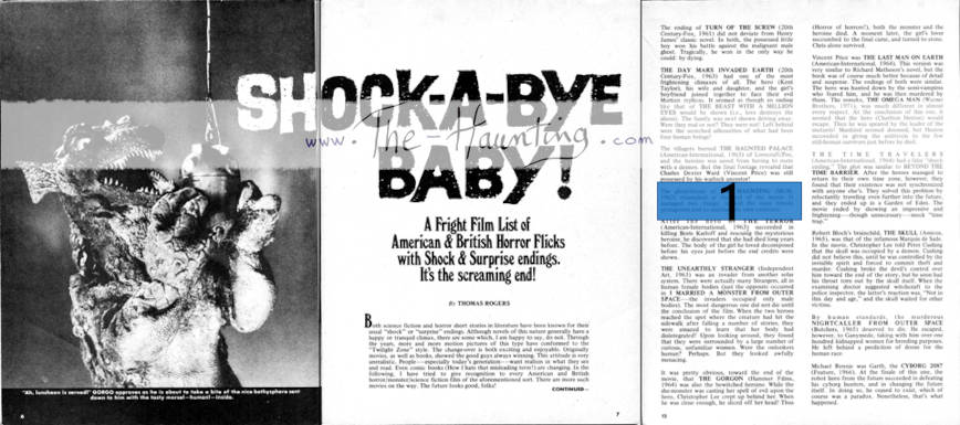 Famous Monsters of Filmland (USA), November, 1972 - No. 094, page 6, 7, 12, layout description