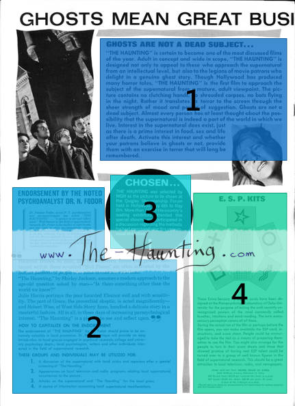 The Haunting, 1963, MGM USA, Campaign book, page 10, layout description