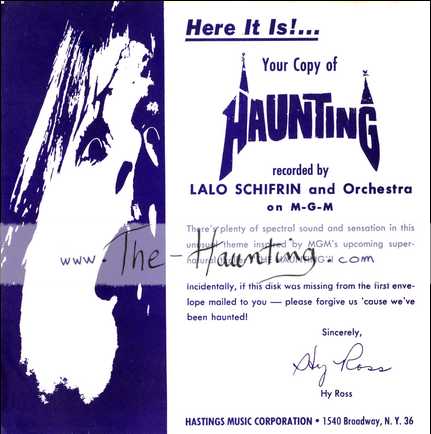 The Haunting, 1963, Lalo SCHIFRIN, 7inch, Promo, UK, MGM 1218, Insert