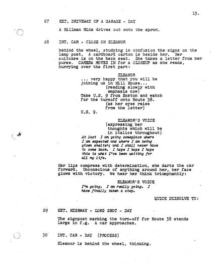 The Haunting, 1963, Screenplay, early version, page 15, original PDF